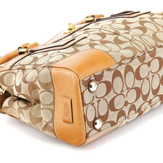 Coach 11062 Beige Signature Canvas Turnlock Tote Bag