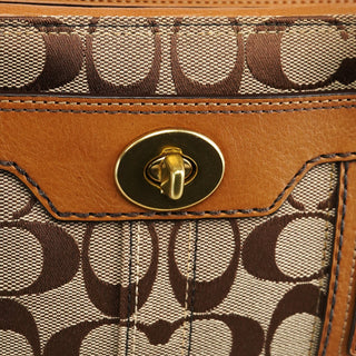 Coach 11062 Beige Signature Canvas Turnlock Tote Bag
