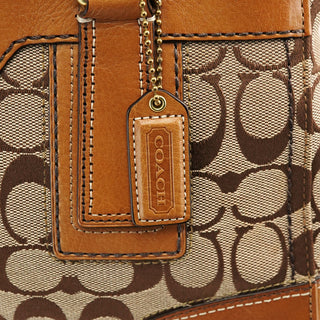 Coach 11062 Beige Signature Canvas Turnlock Tote Bag
