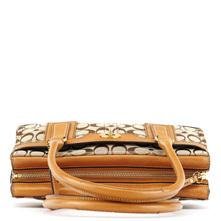 Coach 11062 Beige Signature Canvas Turnlock Tote Bag