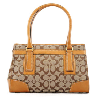 Coach 11062 Beige Signature Canvas Turnlock Tote Bag