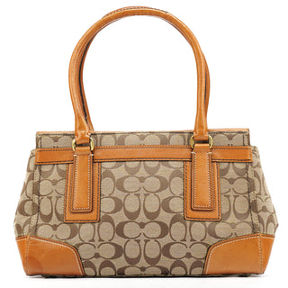 Coach 11062 Beige Tan Signature Turnlock Tote Bag