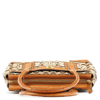 Coach 11062 Beige Tan Signature Turnlock Tote Bag
