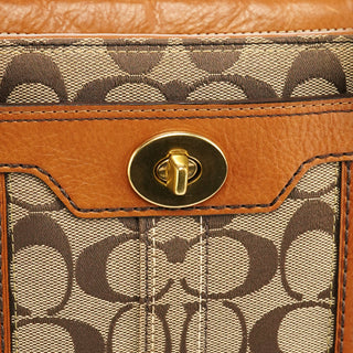 Coach 11062 Beige Tan Signature Turnlock Tote Bag