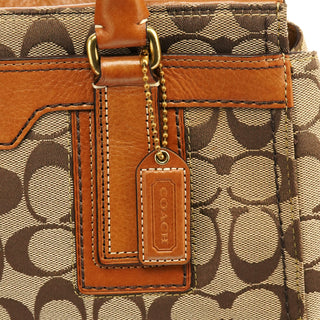 Coach 11062 Beige Tan Signature Turnlock Tote Bag