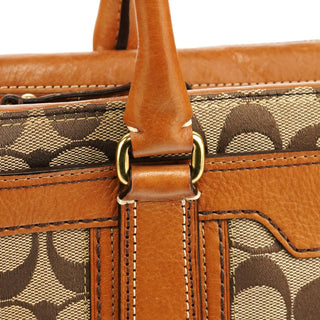 Coach 11062 Beige Tan Signature Turnlock Tote Bag