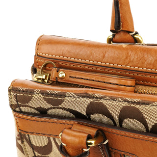Coach 11062 Beige Tan Signature Turnlock Tote Bag