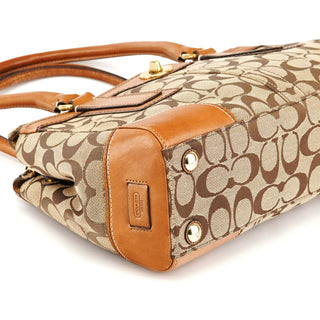 Coach 11062 Beige Tan Signature Turnlock Tote Bag