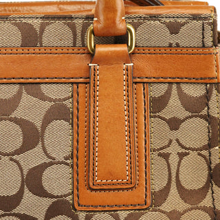 Coach 11062 Beige Tan Signature Turnlock Tote Bag