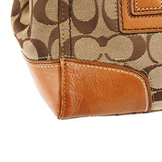 Coach 11062 Beige Tan Signature Turnlock Tote Bag