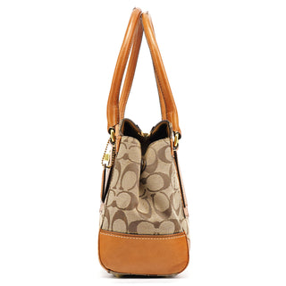 Coach 11062 Beige Tan Signature Turnlock Tote Bag