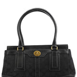 Coach 11062 Black Signature Canvas Turnlock Tote Bag