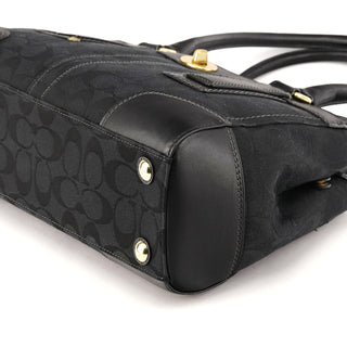Coach 11062 Black Signature Canvas Turnlock Tote Bag