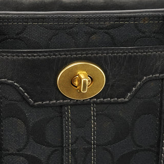 Coach 11062 Black Signature Canvas Turnlock Tote Bag