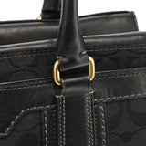 Coach 11062 Black Signature Canvas Turnlock Tote Bag