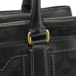 Coach 11062 Black Signature Canvas Turnlock Tote Bag