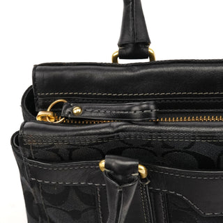 Coach 11062 Black Signature Canvas Turnlock Tote Bag