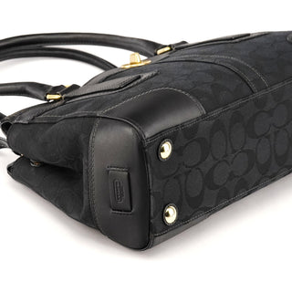 Coach 11062 Black Signature Canvas Turnlock Tote Bag