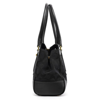 Coach 11062 Black Signature Canvas Turnlock Tote Bag