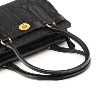 Coach 11062 Black Signature Canvas Turnlock Tote Bag