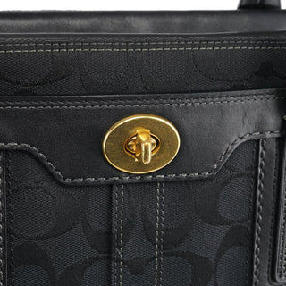 Coach 11062 Black Signature Turnlock Tote Bag