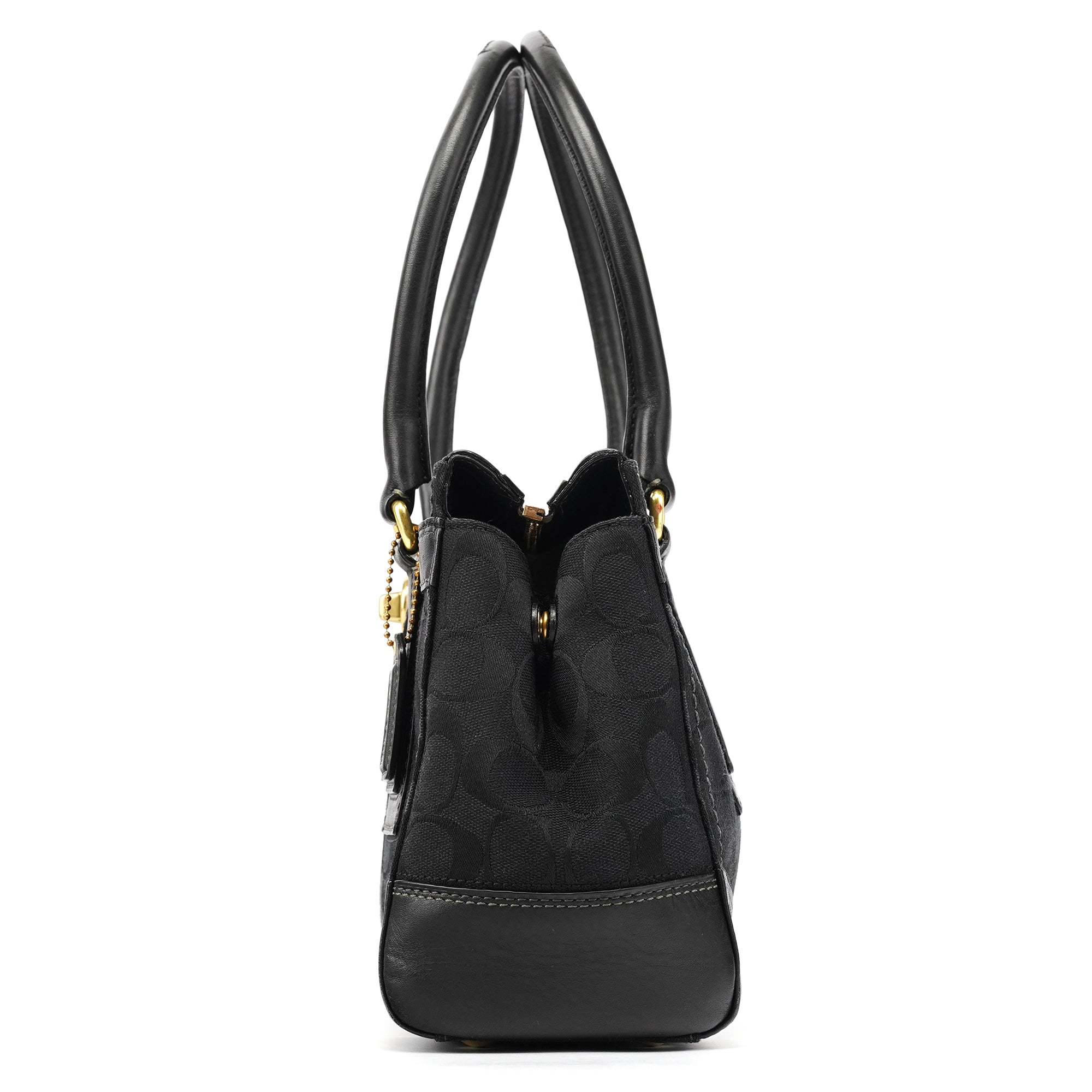 Coach 11062 Sac cabas à fermoir tournant en toile Signature noire