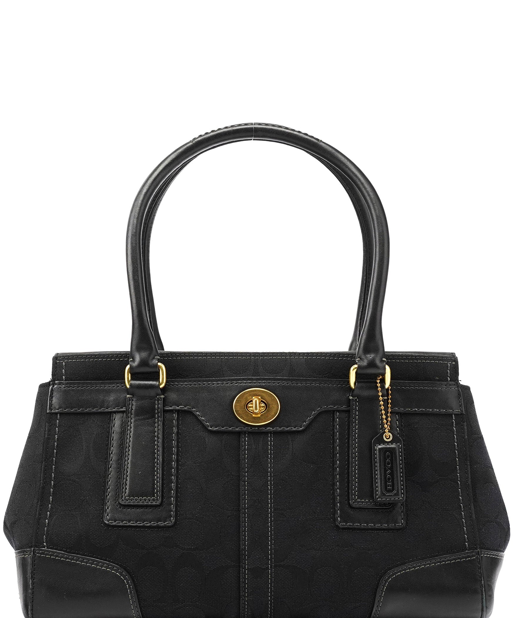 Coach 11062 Black Signature Turnlock Tote Bag