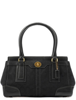 Coach 11062 Black Signature Turnlock Tote Bag