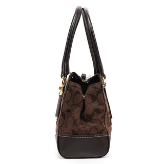 Coach 11062 Brown Signature Canvas Turnlock Tote Bag