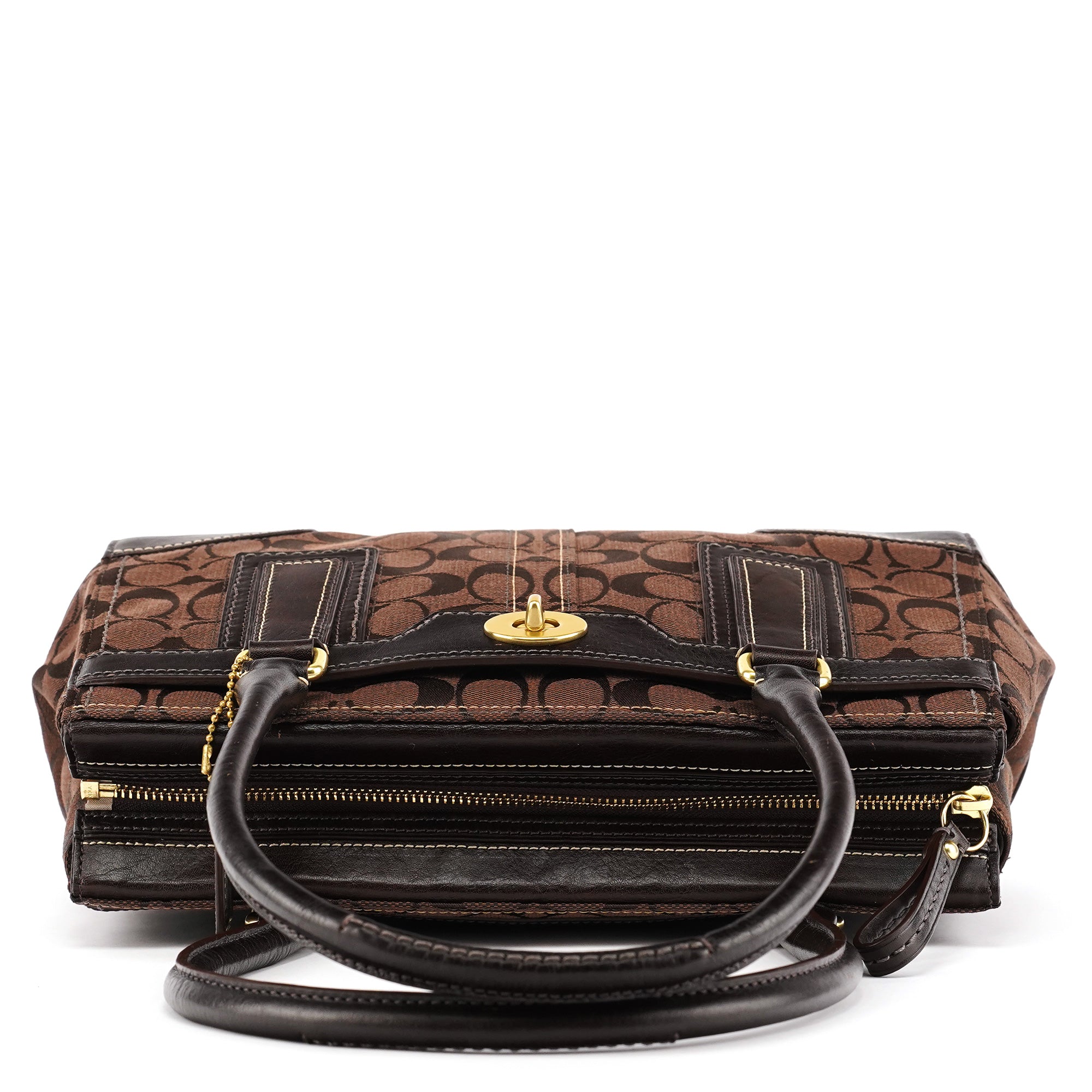 Coach 11062 Sac cabas Turnlock en toile Signature marron
