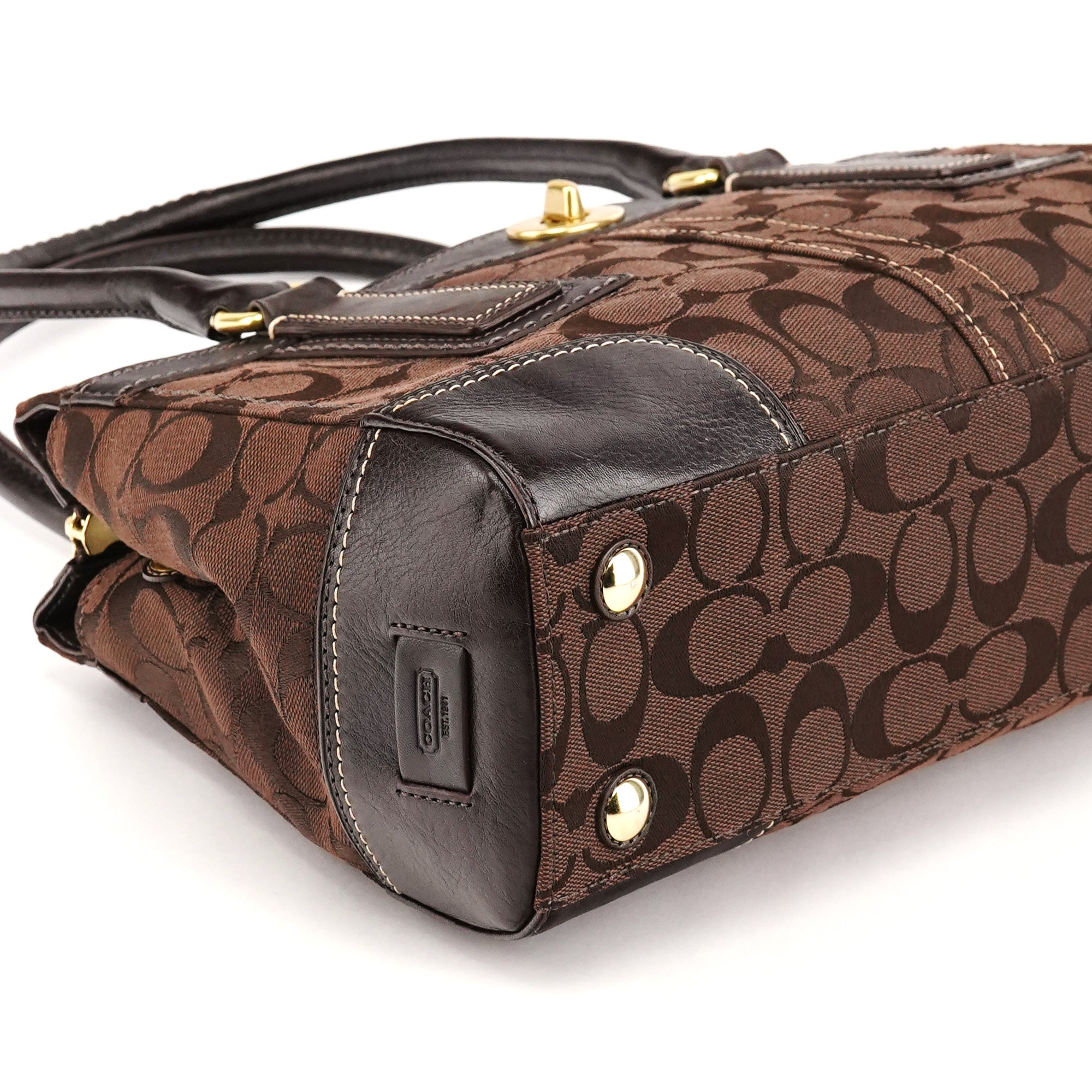 Coach 11062 Sac cabas Turnlock en toile Signature marron