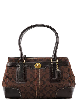 Coach 11062 Brown Signature Turnlock Tote Bag
