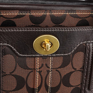 Coach 11062 Brown Signature Turnlock Tote Bag