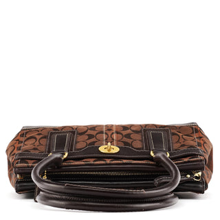 Coach 11062 Brown Signature Turnlock Tote Bag