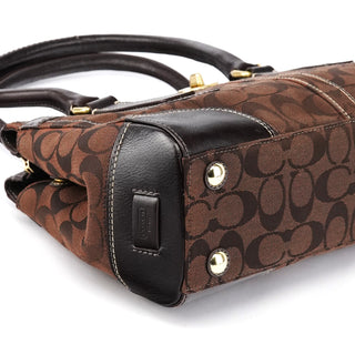 Coach 11062 Brown Signature Turnlock Tote Bag