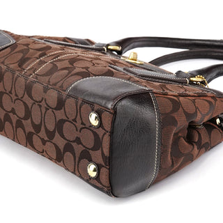 Coach 11062 Brown Signature Turnlock Tote Bag