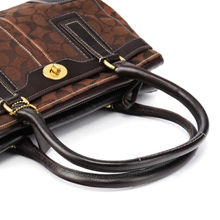 Coach 11062 Brown Signature Turnlock Tote Bag