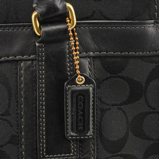 Coach 11063 Black Signature Canvas Turnlock Tote Bag