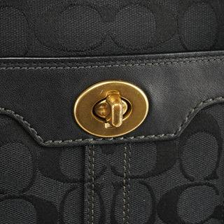 Coach 11063 Black Signature Canvas Turnlock Tote Bag