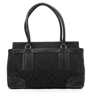 Coach 11063 Black Signature Canvas Turnlock Tote Bag