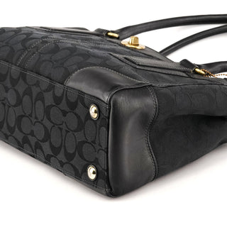 Coach 11063 Black Signature Canvas Turnlock Tote Bag