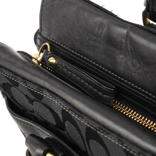 Coach 11063 Black Signature Canvas Turnlock Tote Bag