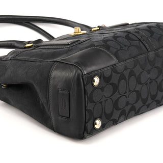 Coach 11063 Black Signature Canvas Turnlock Tote Bag