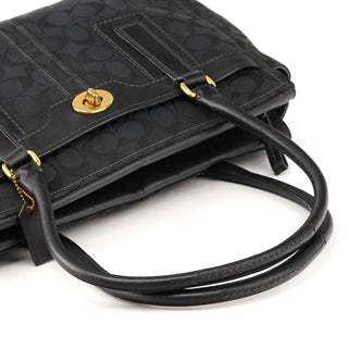 Coach 11063 Black Signature Canvas Turnlock Tote Bag