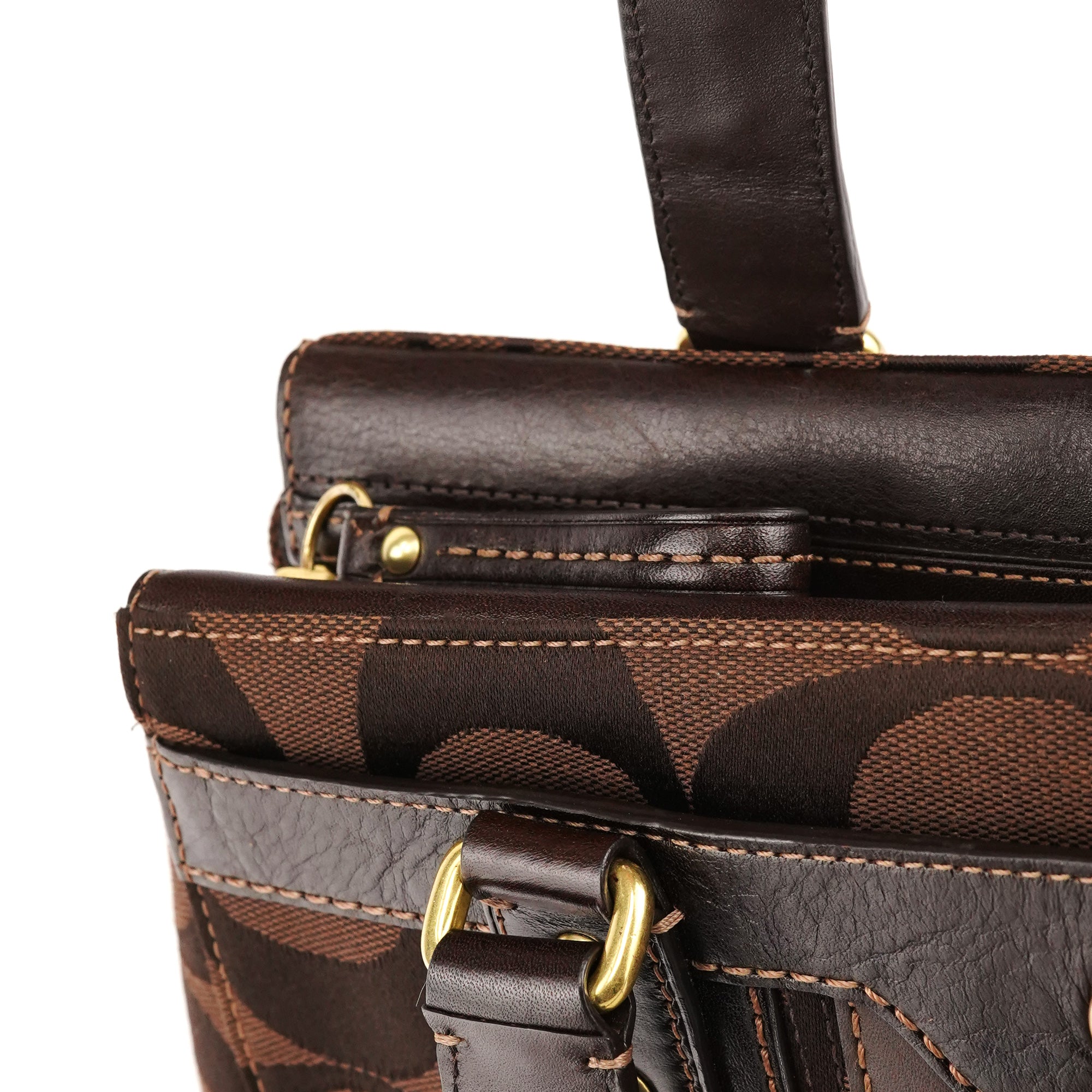 Coach 11071 Brown Signature Canvas Turnlock Handbag