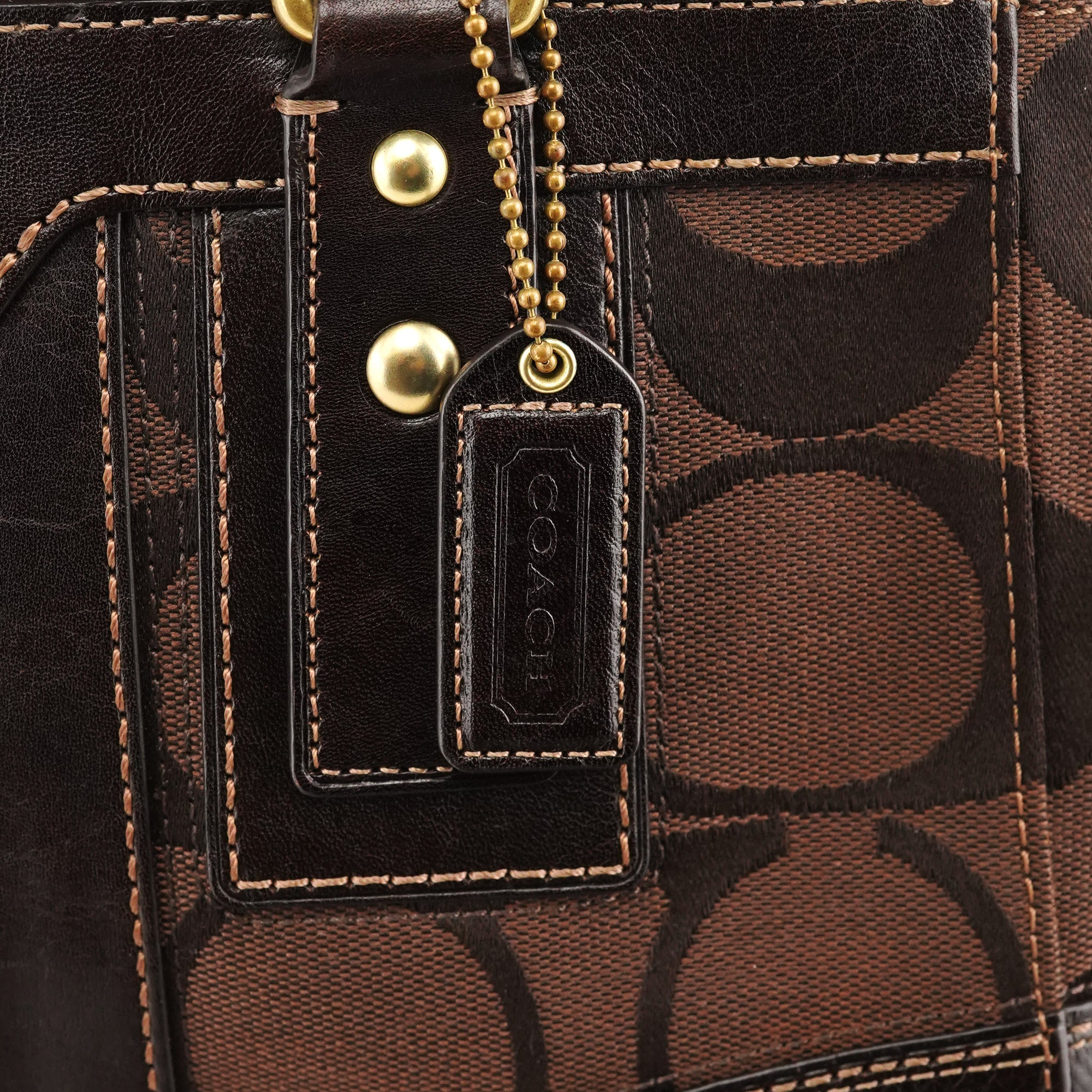 Coach 11071 Brown Signature Canvas Turnlock Handbag