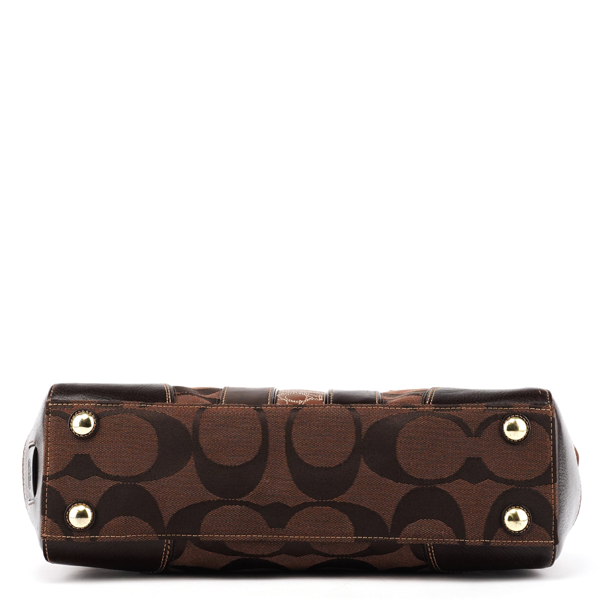 Coach 11071 Brown Signature Canvas Turnlock Handbag