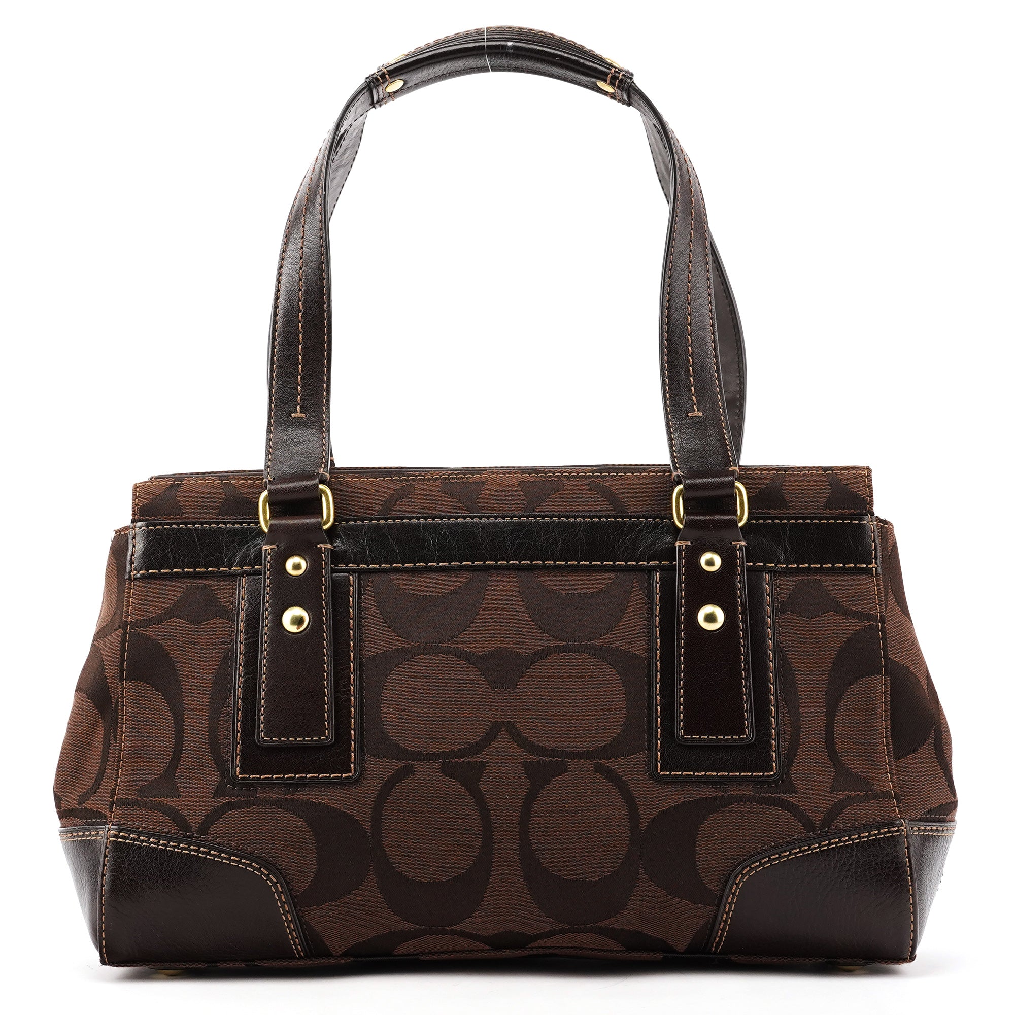 Coach 11071 Brown Signature Canvas Turnlock Handbag