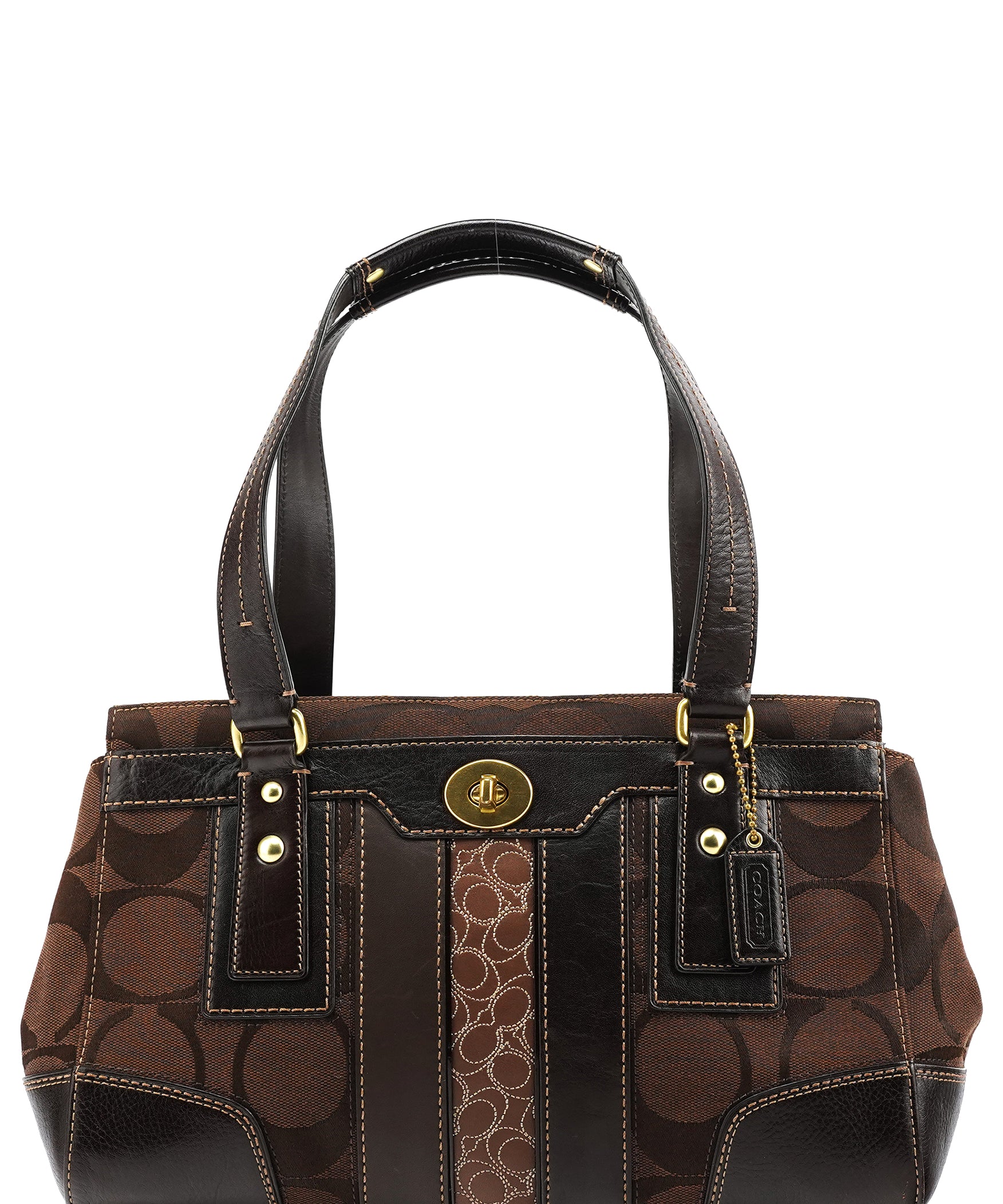 Coach 11071 Brown Signature Canvas Turnlock Handbag