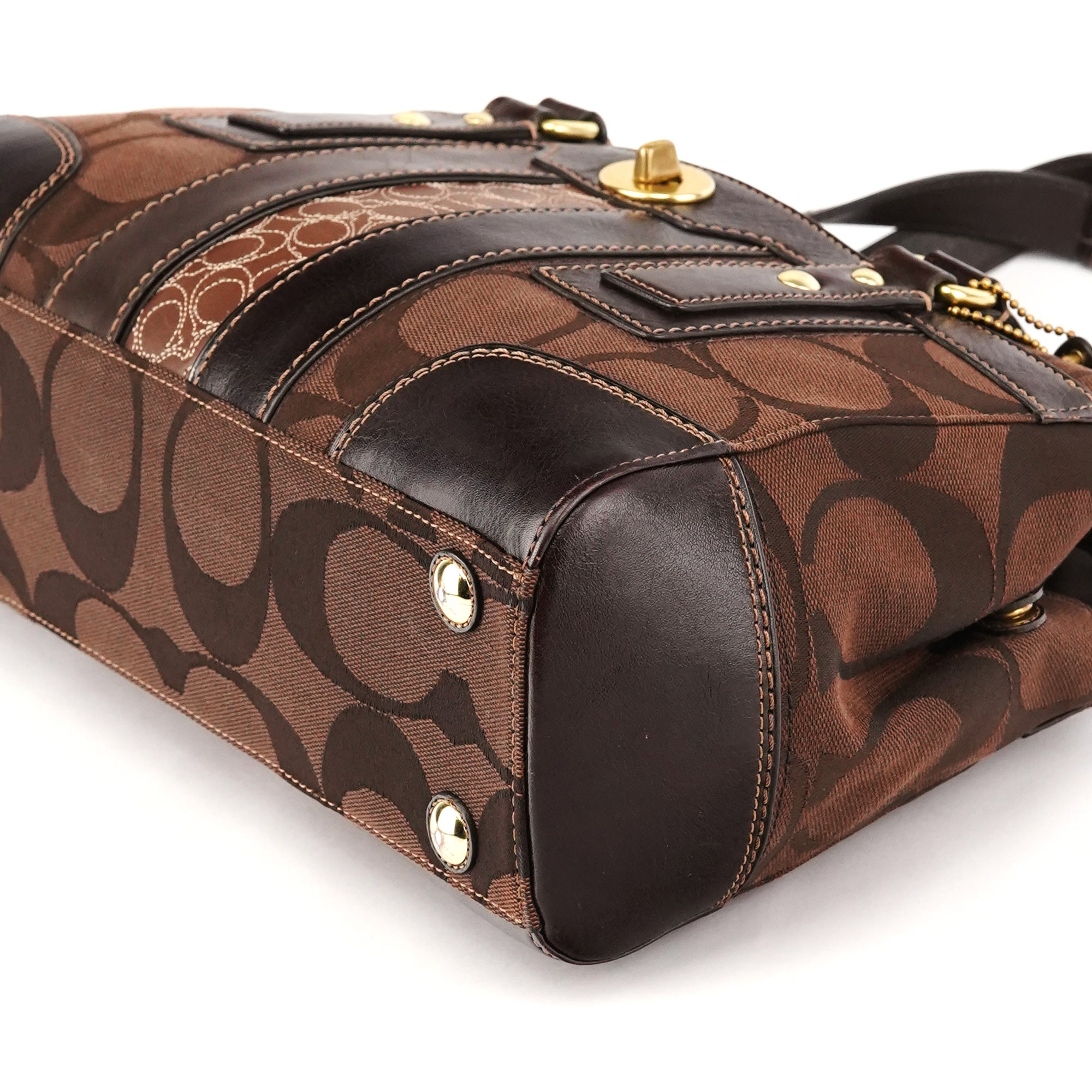 Coach 11071 Borsa tote Turnlock in tela Signature marrone